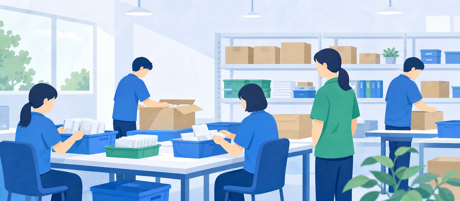 企業先での就労風景（イメージイラスト）